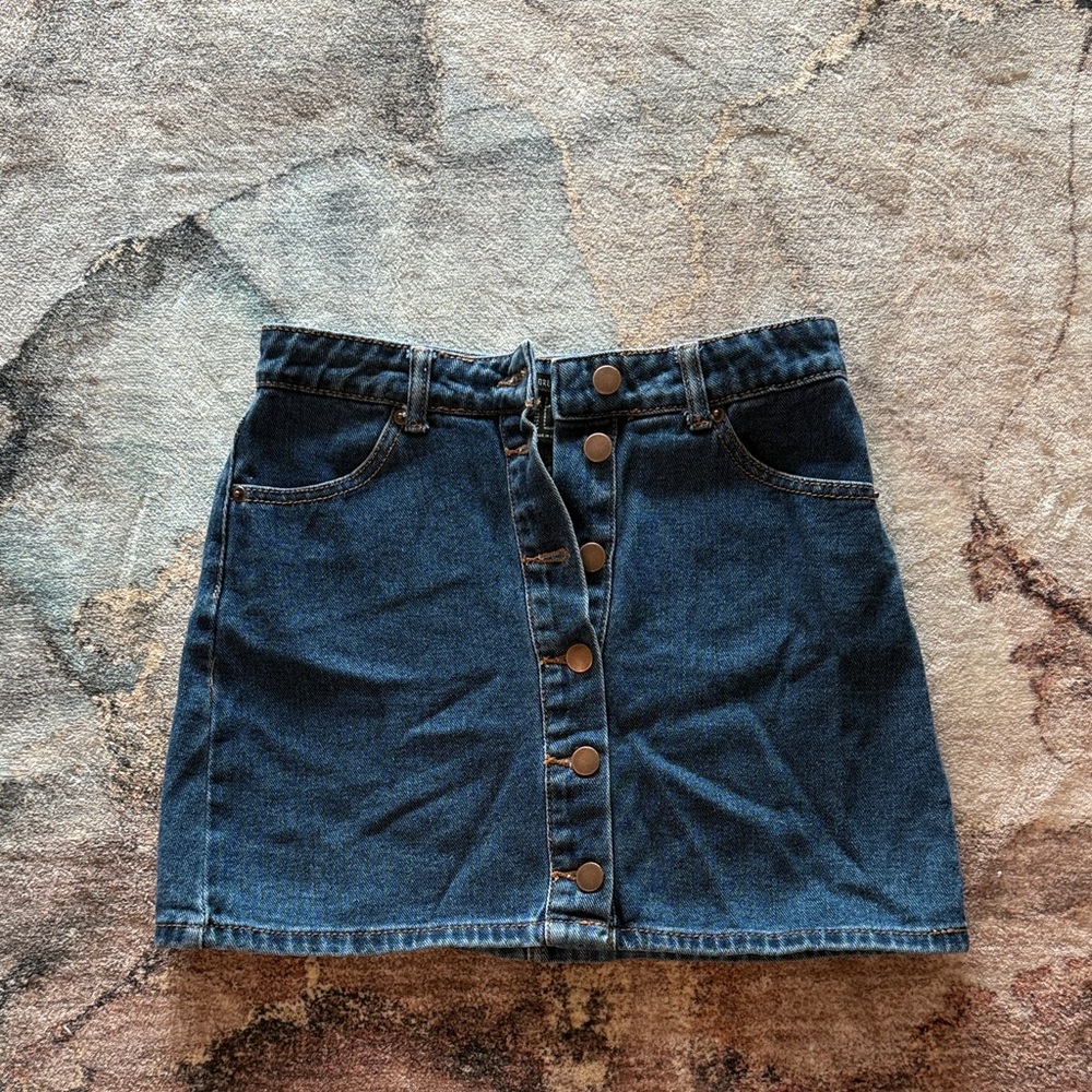 Denim Button-Front Skirt